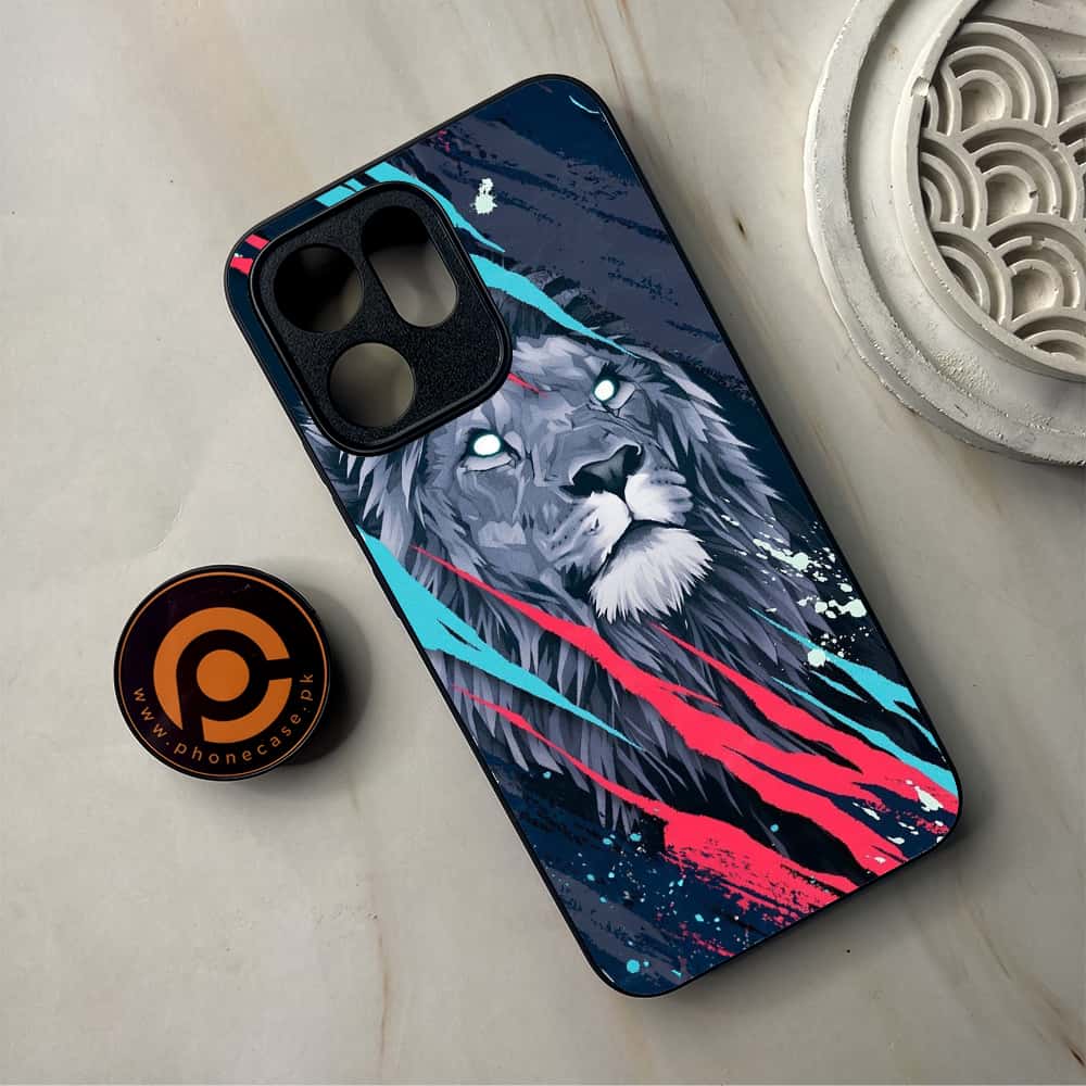 Oppo Reno 14F 5G - Abstract Animated Lion - Premium Metal Printed Soft Bumper Shockproof Case
