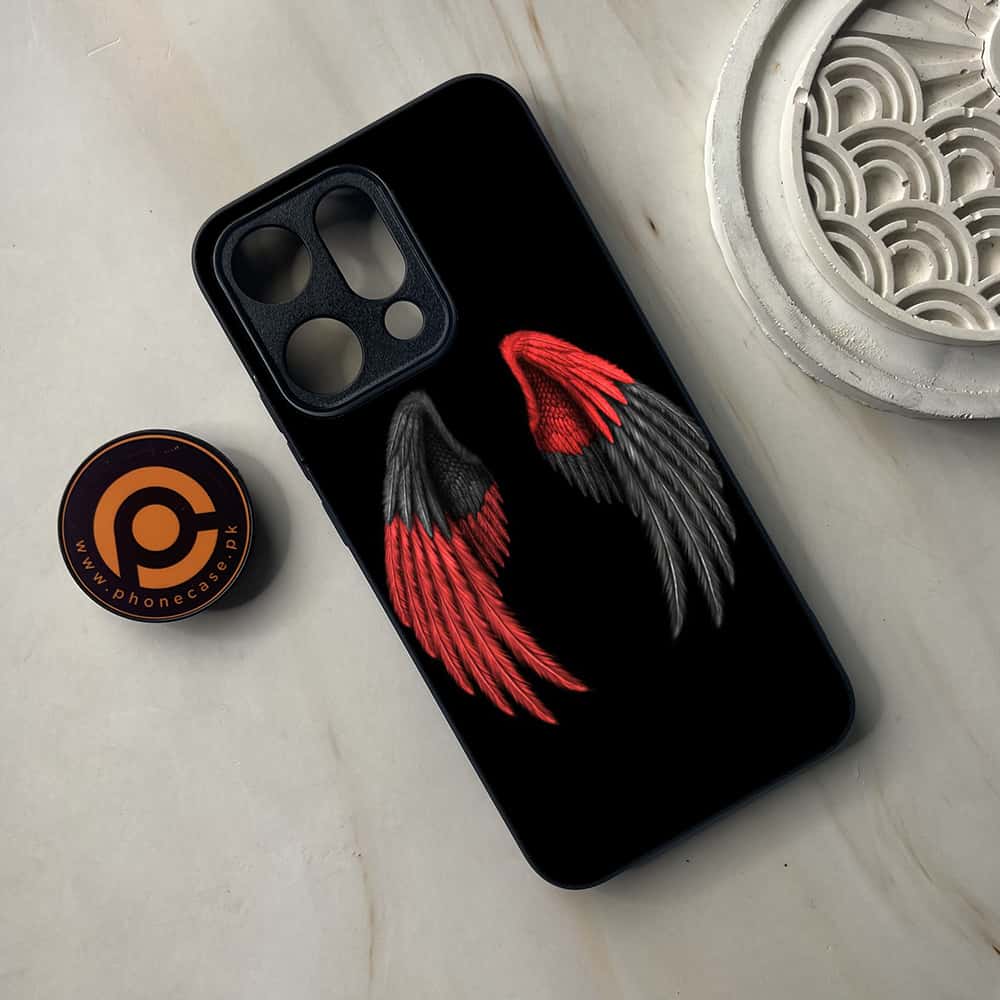 Oppo Reno 14 5G - Angel Wings Series - Premium Metal Printed soft Bumper shock Proof Case