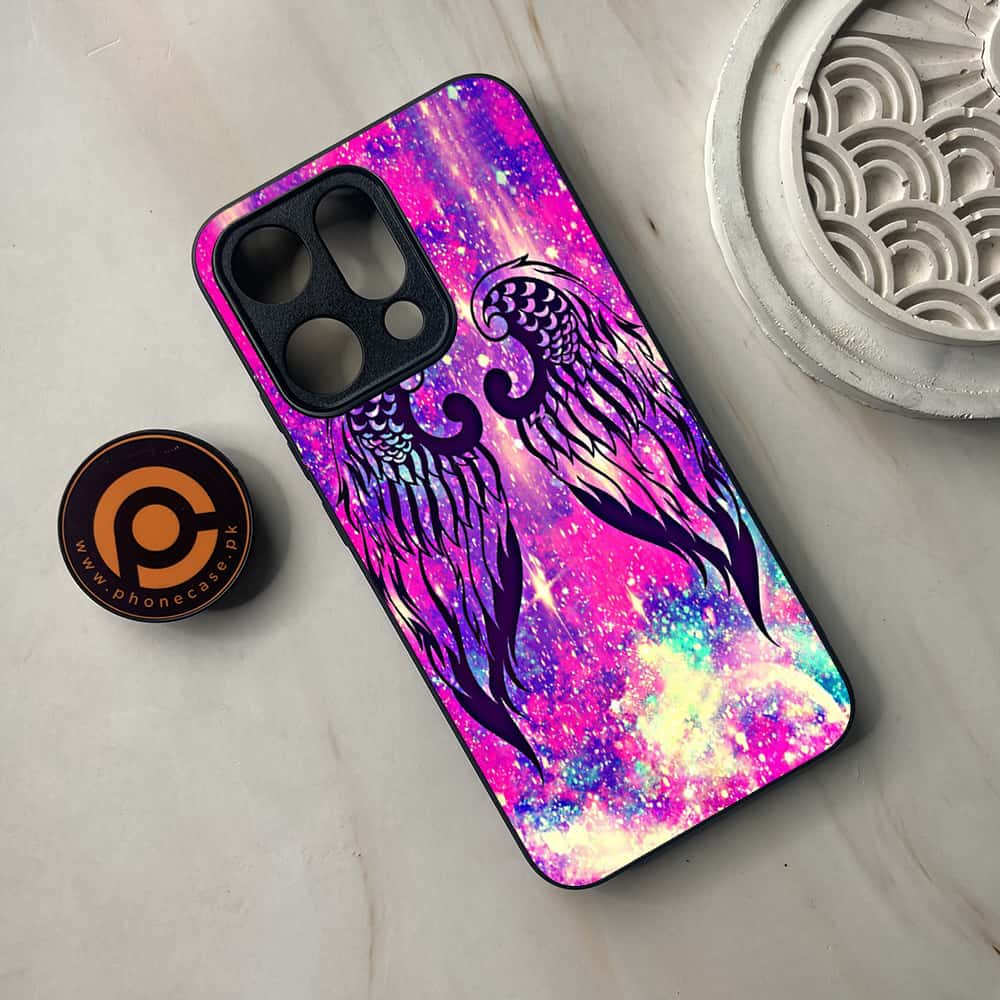 Oppo Reno 14 5G - Angel Wings Series - Premium Metal Printed soft Bumper shock Proof Case