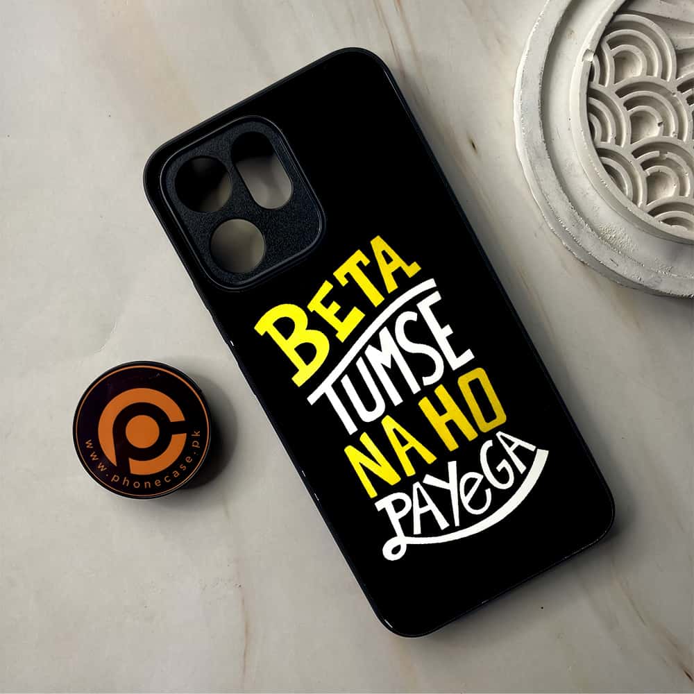 Oppo Reno 14F 5G - Beta Tum Se Na Ho Payega - Premium Metal Printed Soft Bumper Shockproof Case