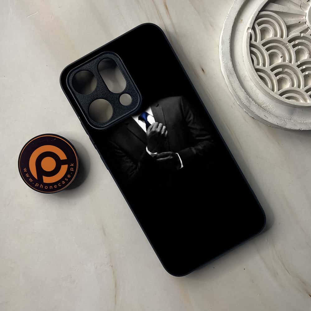 Oppo Reno 14 5G - Black Art Series - Premium Metal Printed soft Bumper shock Proof Case