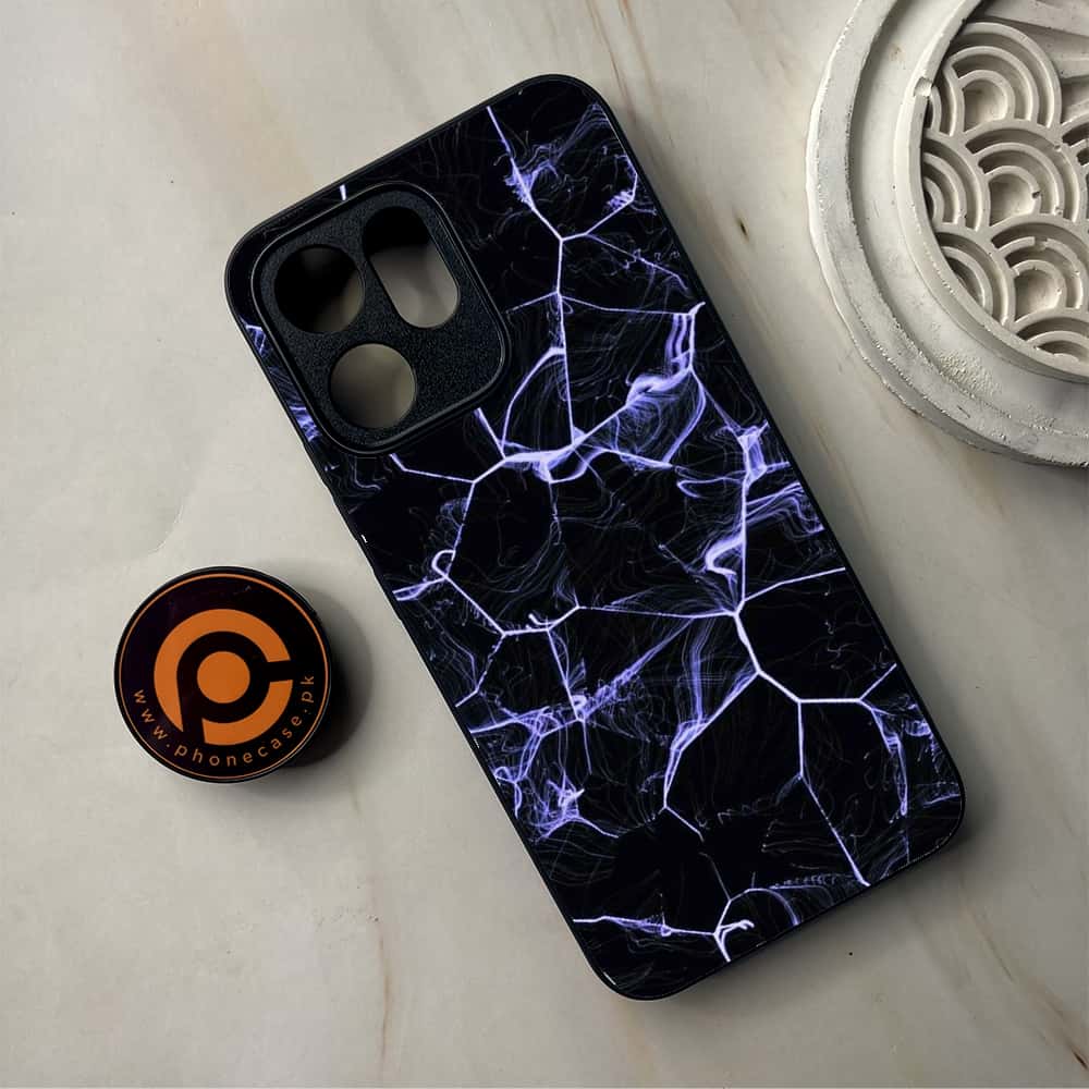Oppo Reno 14F 5G - Black Marble Series - Premium Metal Printed Soft Bumper Shockproof Case