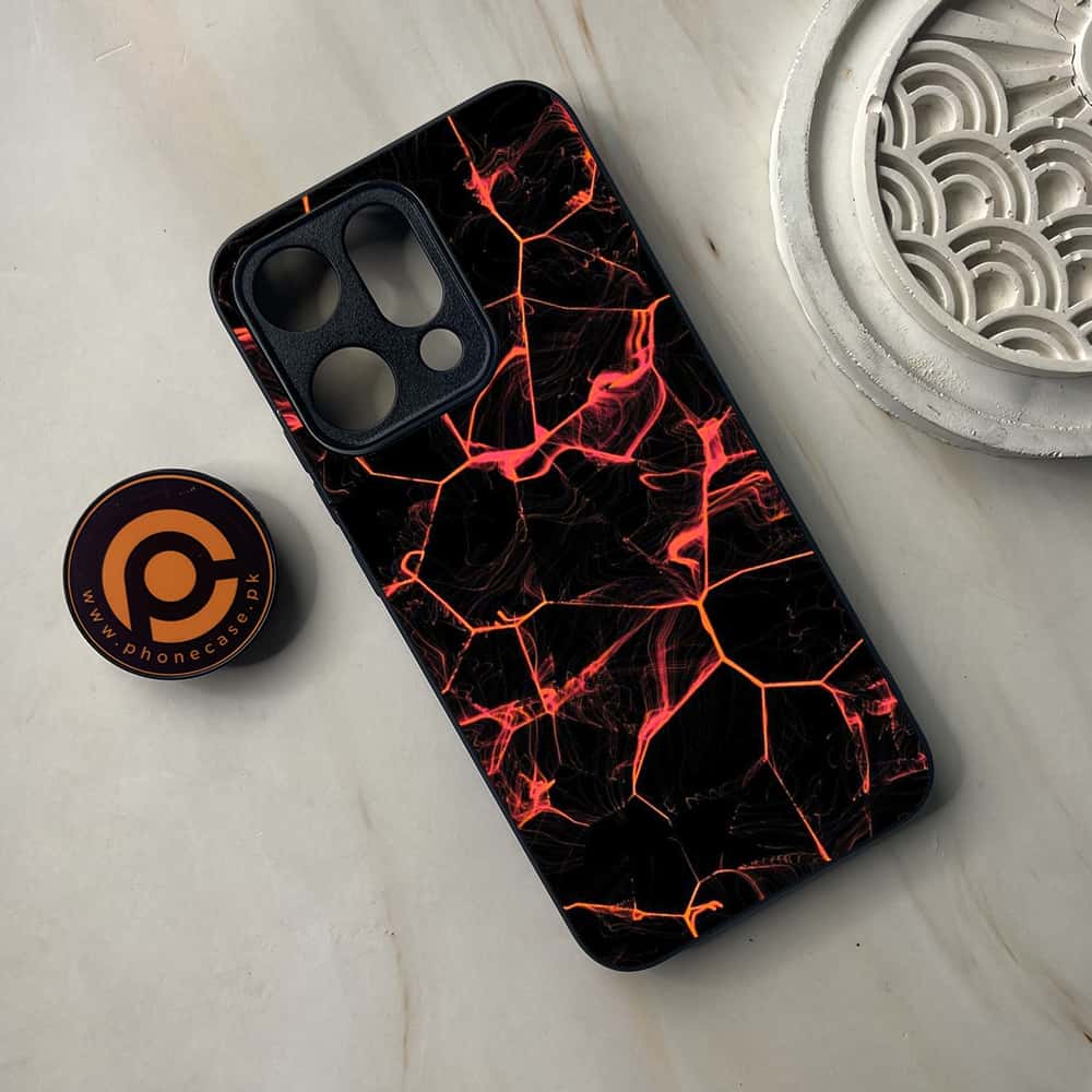 Oppo Reno 14 5G - Black Marble Series - Premium Metal Printed soft Bumper shock Proof Case