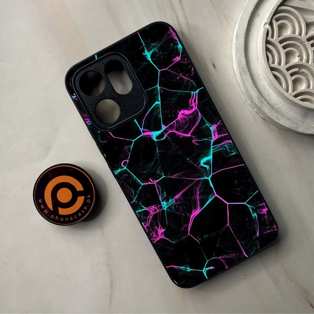 Oppo Reno 14F 5G - Black Marble Series - Premium Metal Printed Soft Bumper Shockproof Case
