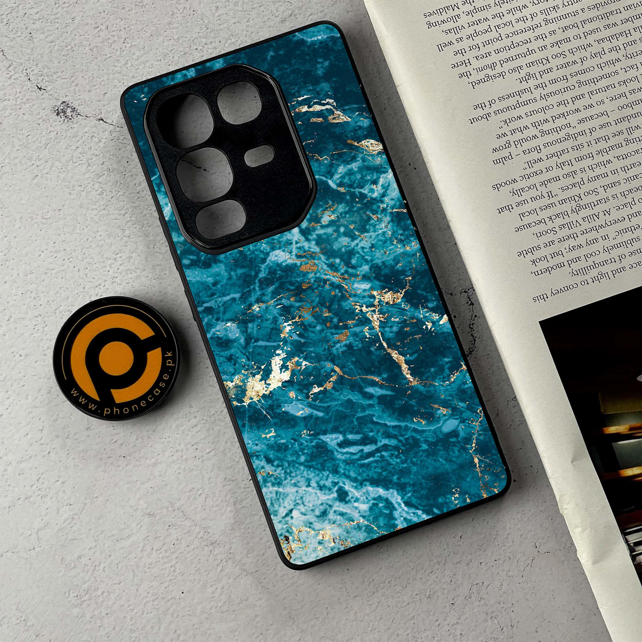 Infinix Note 50 Pro Plus - Blue Marble 2.0 Series - Premium Metal Printed Soft Bumper Shockproof Case