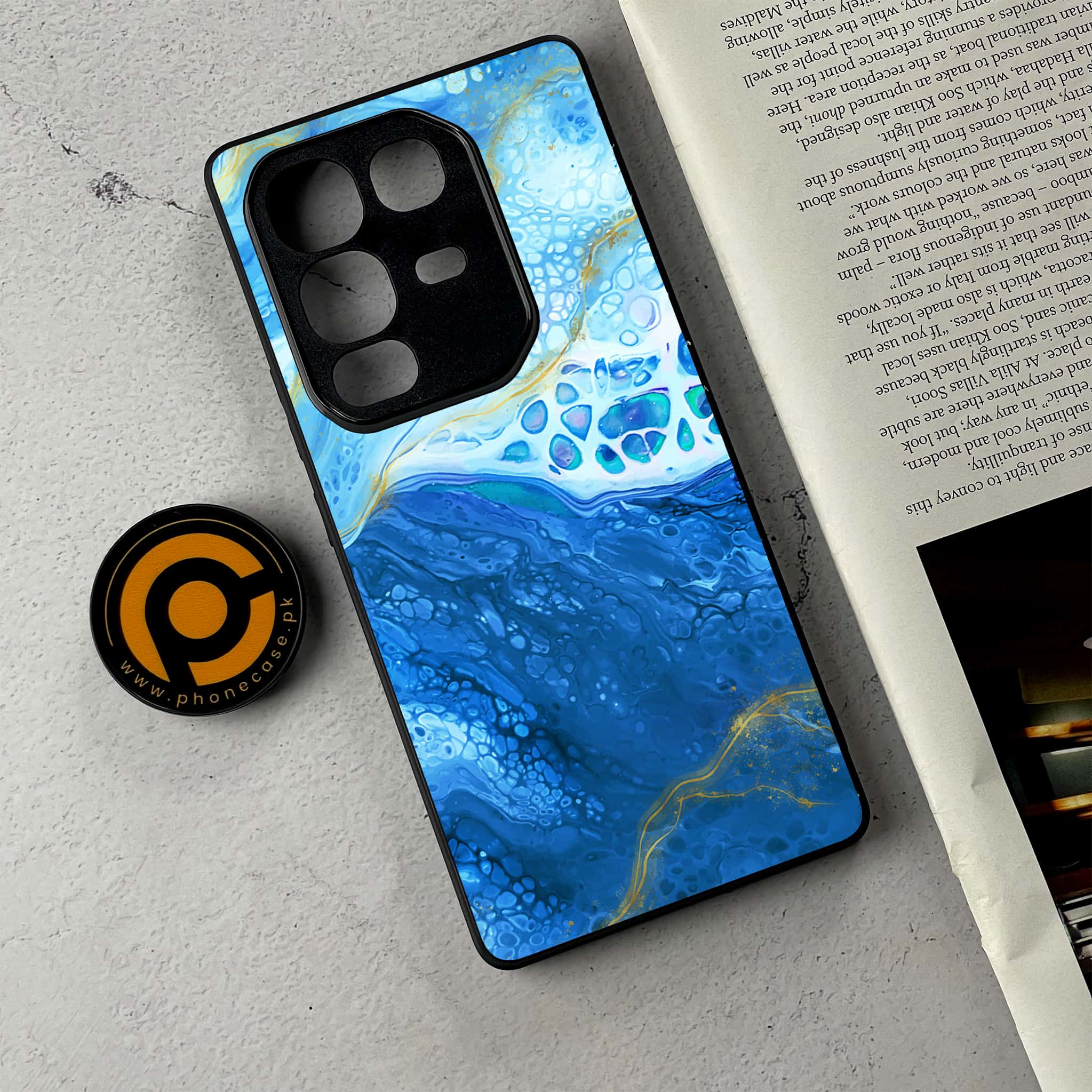 Infinix Note 50 Pro Plus - Blue Marble 2.0 Series - Premium Metal Printed Soft Bumper Shockproof Case