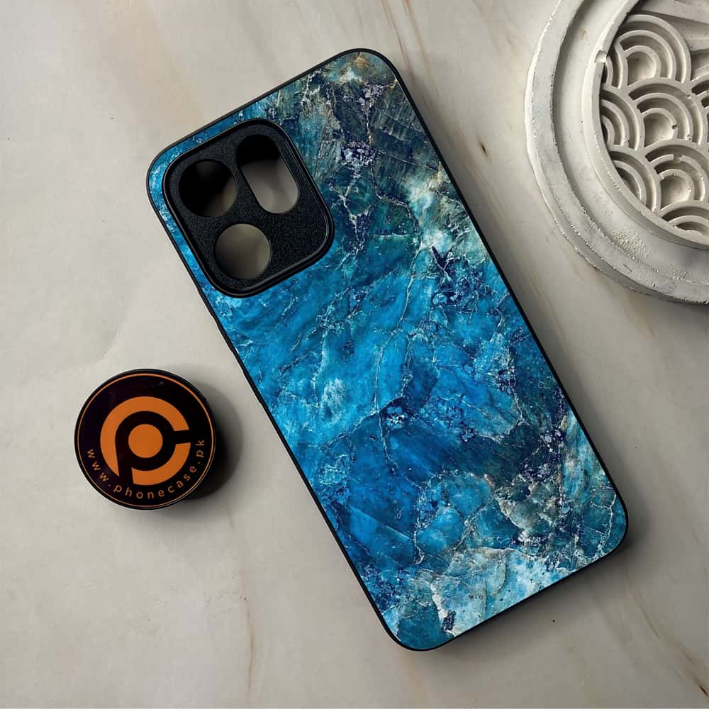 Oppo Reno 14F 5G - Blue Marble Series - Premium Metal Printed Soft Bumper Shockproof Case
