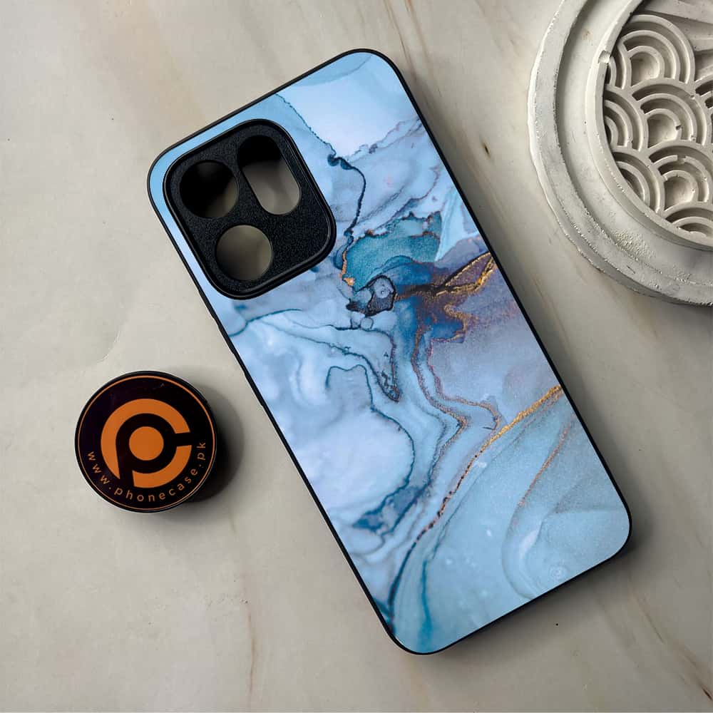 Oppo Reno 14F 5G - Blue Marble Series - Premium Metal Printed Soft Bumper Shockproof Case