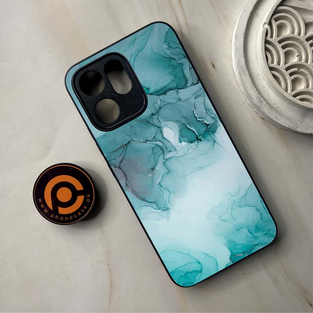 Oppo Reno 14F 5G - Blue Marble Series - Premium Metal Printed Soft Bumper Shockproof Case