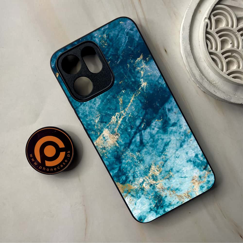 Oppo Reno 14F 5G - Blue Marble Series - Premium Metal Printed Soft Bumper Shockproof Case