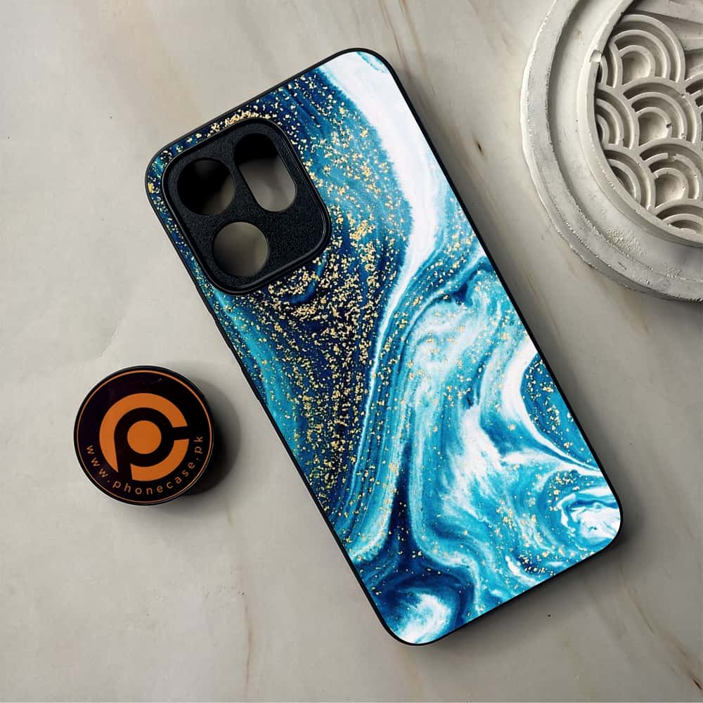 Oppo Reno 14F 5G - Blue Marble Series - Premium Metal Printed Soft Bumper Shockproof Case