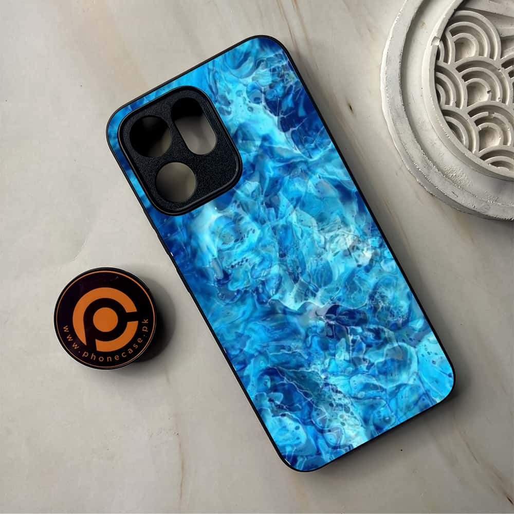 Oppo Reno 14F 5G - Blue Marble Series - Premium Metal Printed Soft Bumper Shockproof Case