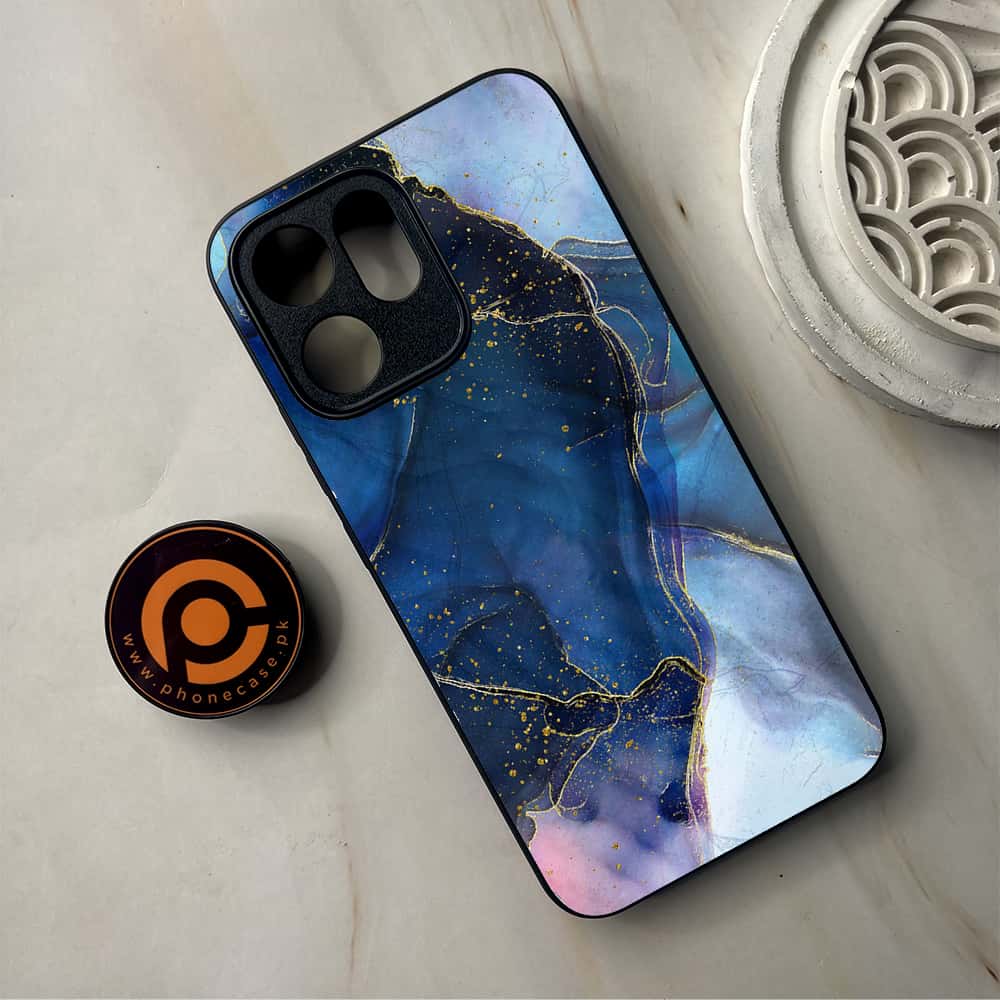 Oppo Reno 14F 5G - Blue Marble Series - Premium Metal Printed Soft Bumper Shockproof Case