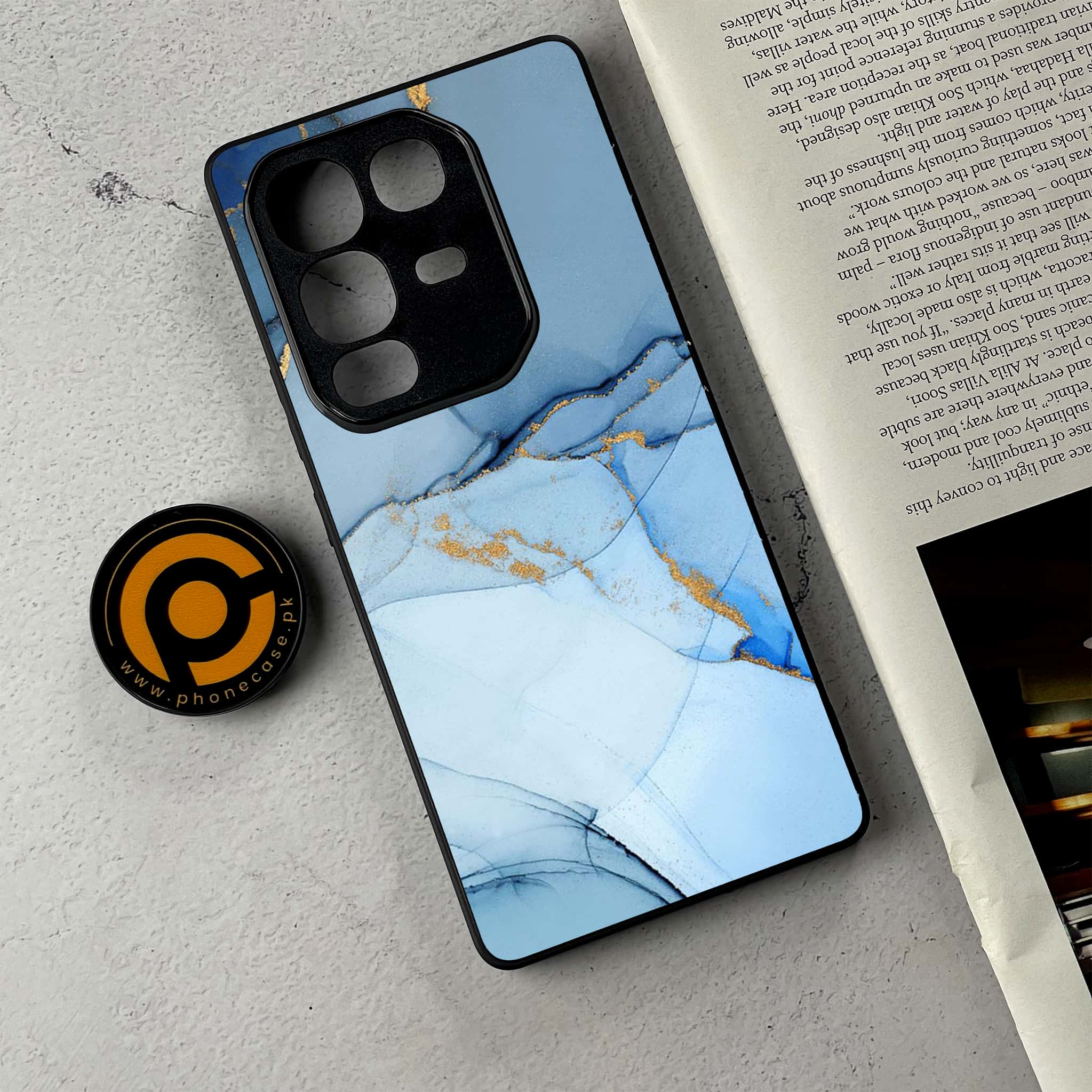 Infinix Note 50 Pro Plus - Blue Marble Series - Premium Metal Printed Soft Bumper Shockproof Case