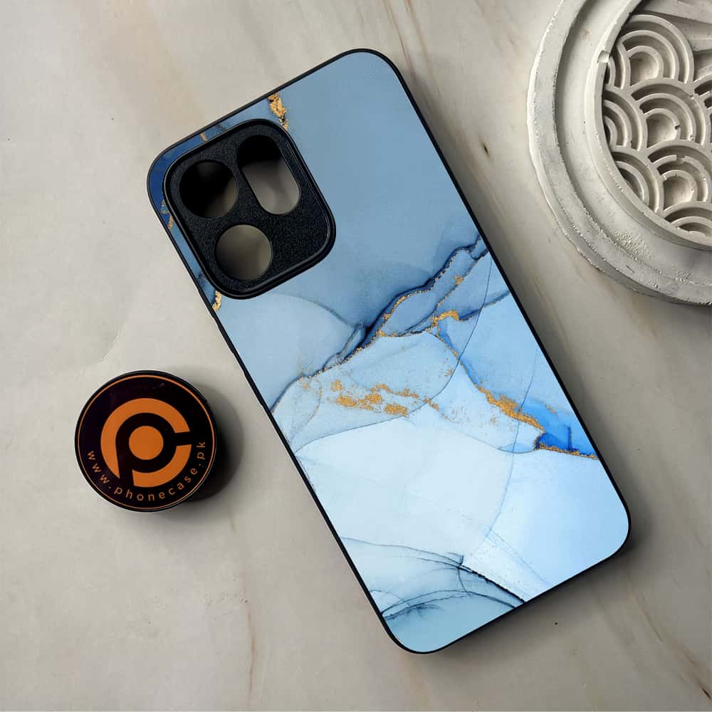 Oppo Reno 14F 5G - Blue Marble Series - Premium Metal Printed Soft Bumper Shockproof Case