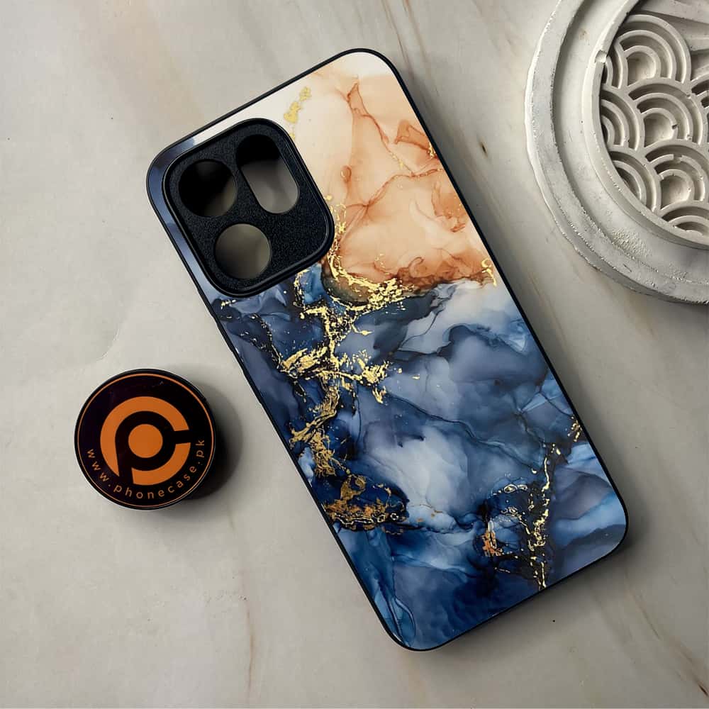 Oppo Reno 14F 5G - Blue Marble Series - Premium Metal Printed Soft Bumper Shockproof Case