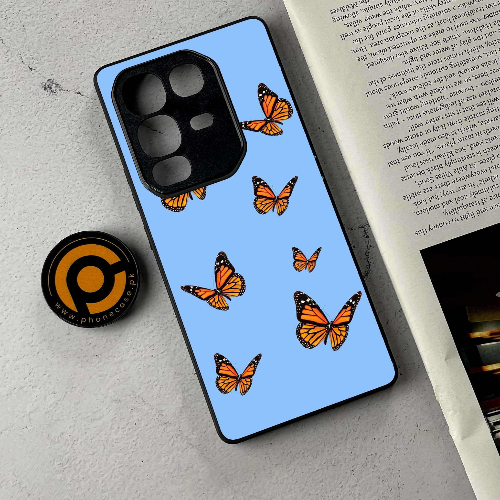 Infinix Note 50 Pro Plus - Butterflies Design Series - Premium Metal Printed Soft Bumper Shockproof Case