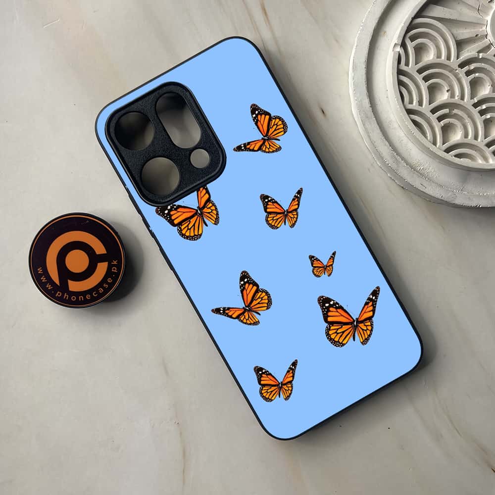 Oppo Reno 14 5G - Butterflies Design Series - Premium Metal Printed soft Bumper shock Proof Case