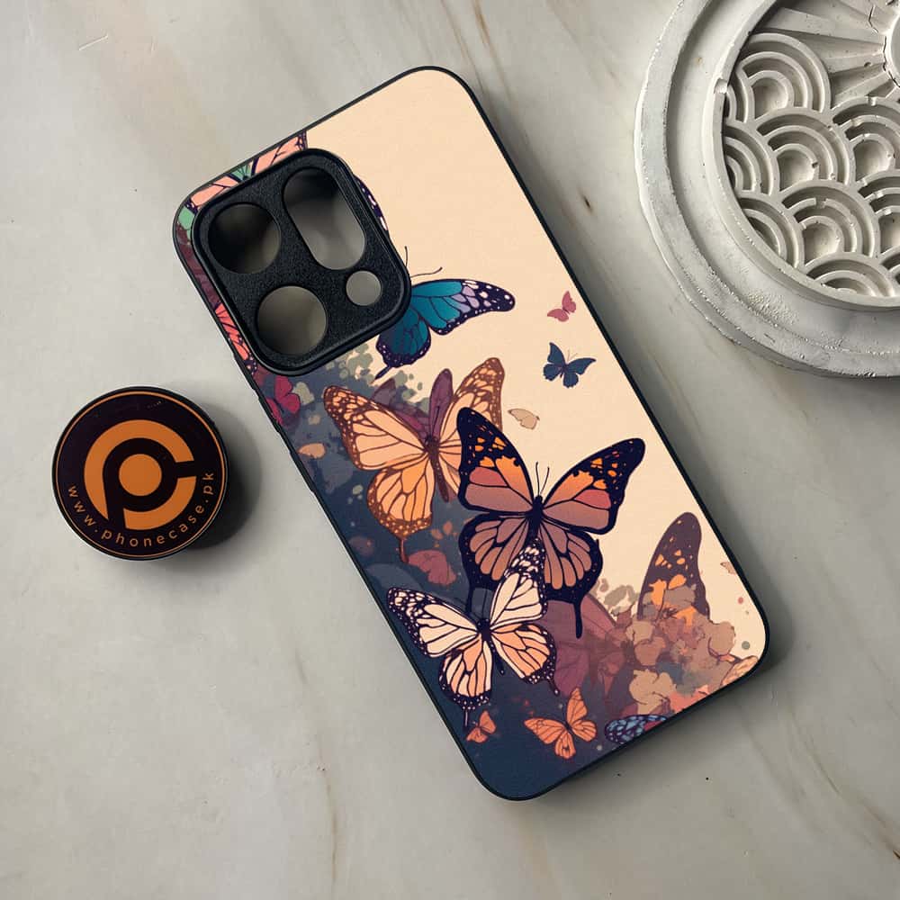 Oppo Reno 14 5G - Butterflies Design Series - Premium Metal Printed soft Bumper shock Proof Case