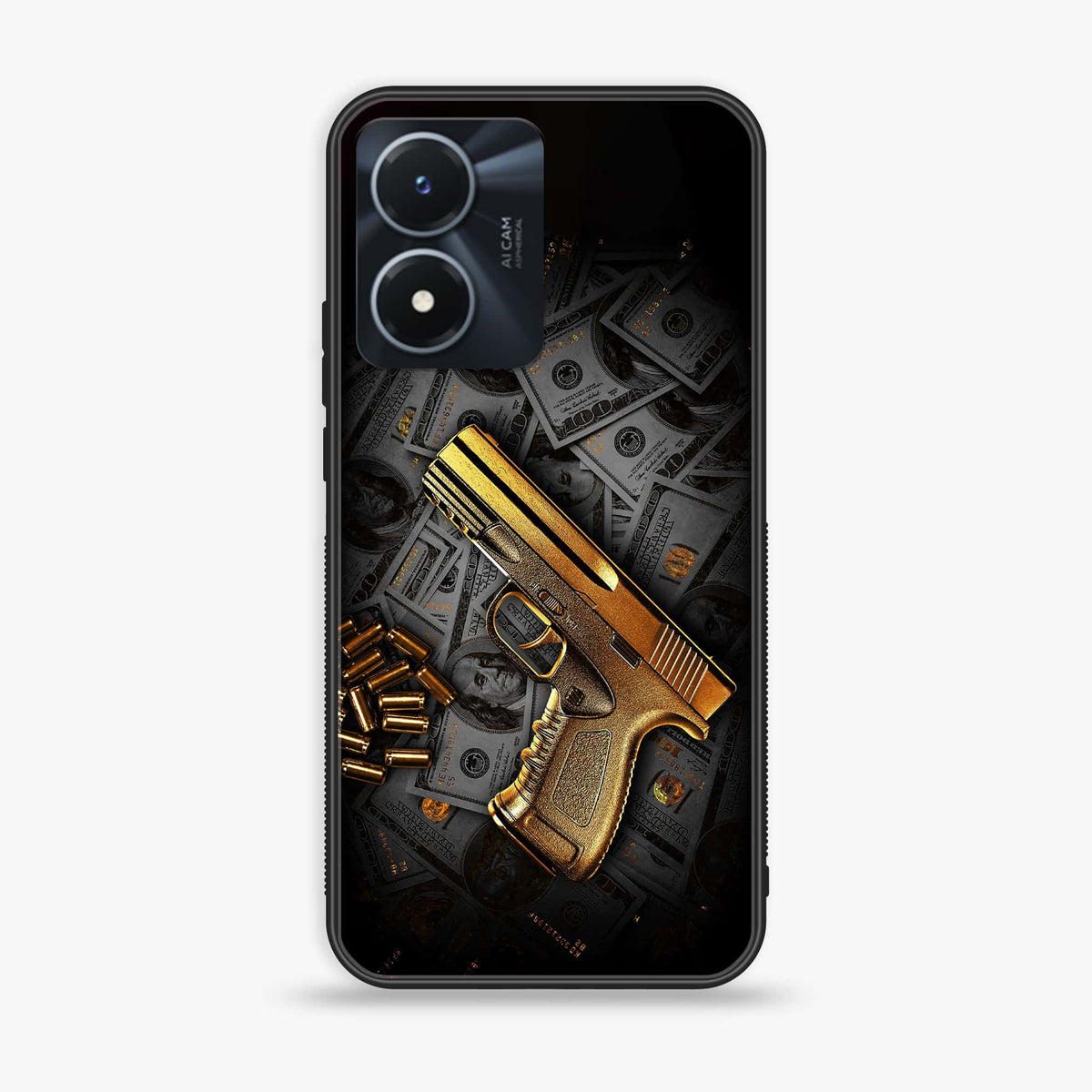 Vivo Y02s - Dollar Design 7- Premium Printed Glass soft Bumper shock Proof Case CS-44364