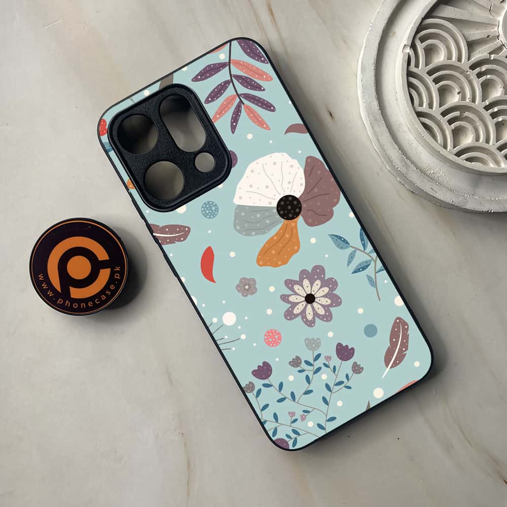 Oppo Reno 14 5G - Floral Series Design 5 - Premium Metal Printed soft Bumper shock Proof Case