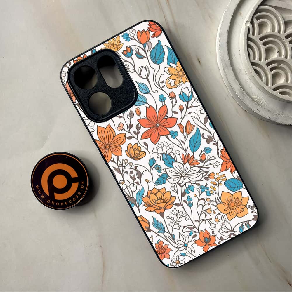 Oppo Reno 14F 5G - Floral Series Design 9 - Premium Metal Printed Soft Bumper Shockproof Case