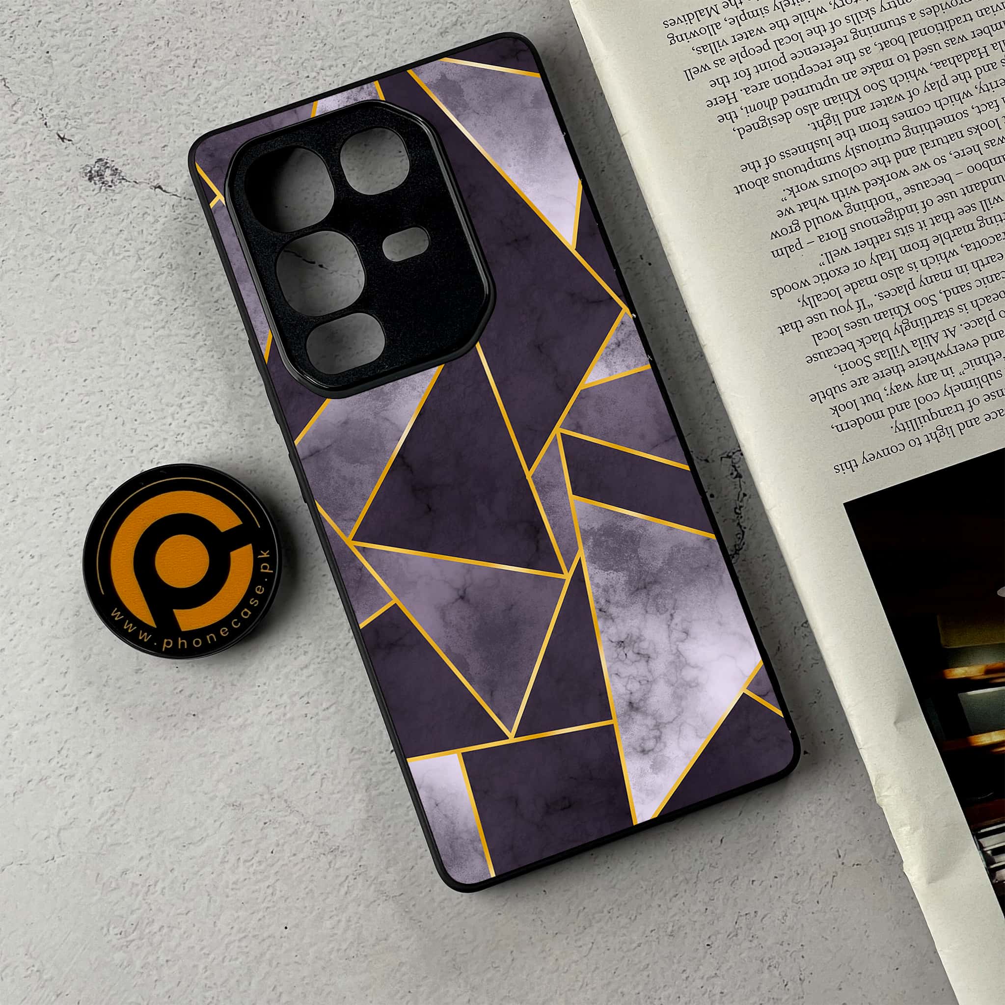 Infinix Note 50 Pro Plus - Geometric Marble Series - Premium Metal Printed Soft Bumper Shockproof Case