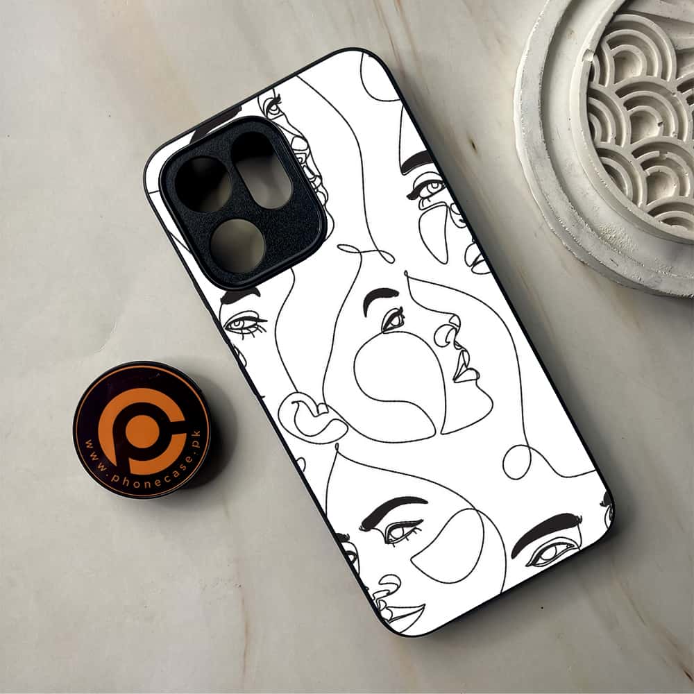 Oppo Reno 14F 5G - Girls Line Art Series - Premium Metal Printed Soft Bumper Shockproof Case