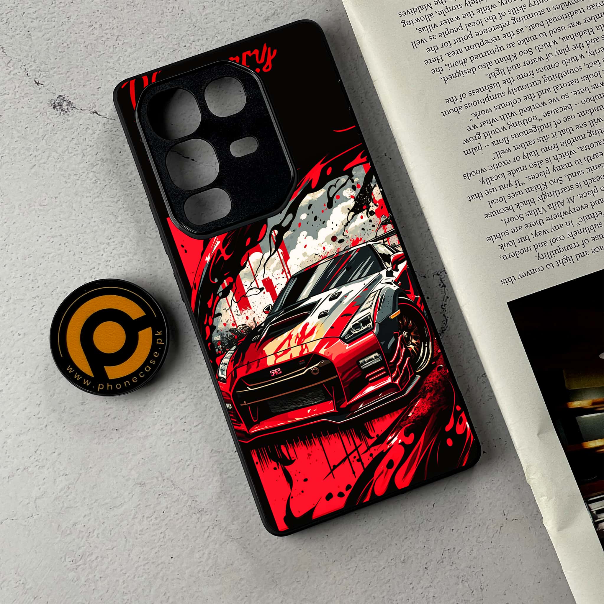 Infinix Note 50 Pro Plus - Godzilla Racing Car - Premium Metal Printed Soft Bumper Shockproof Case