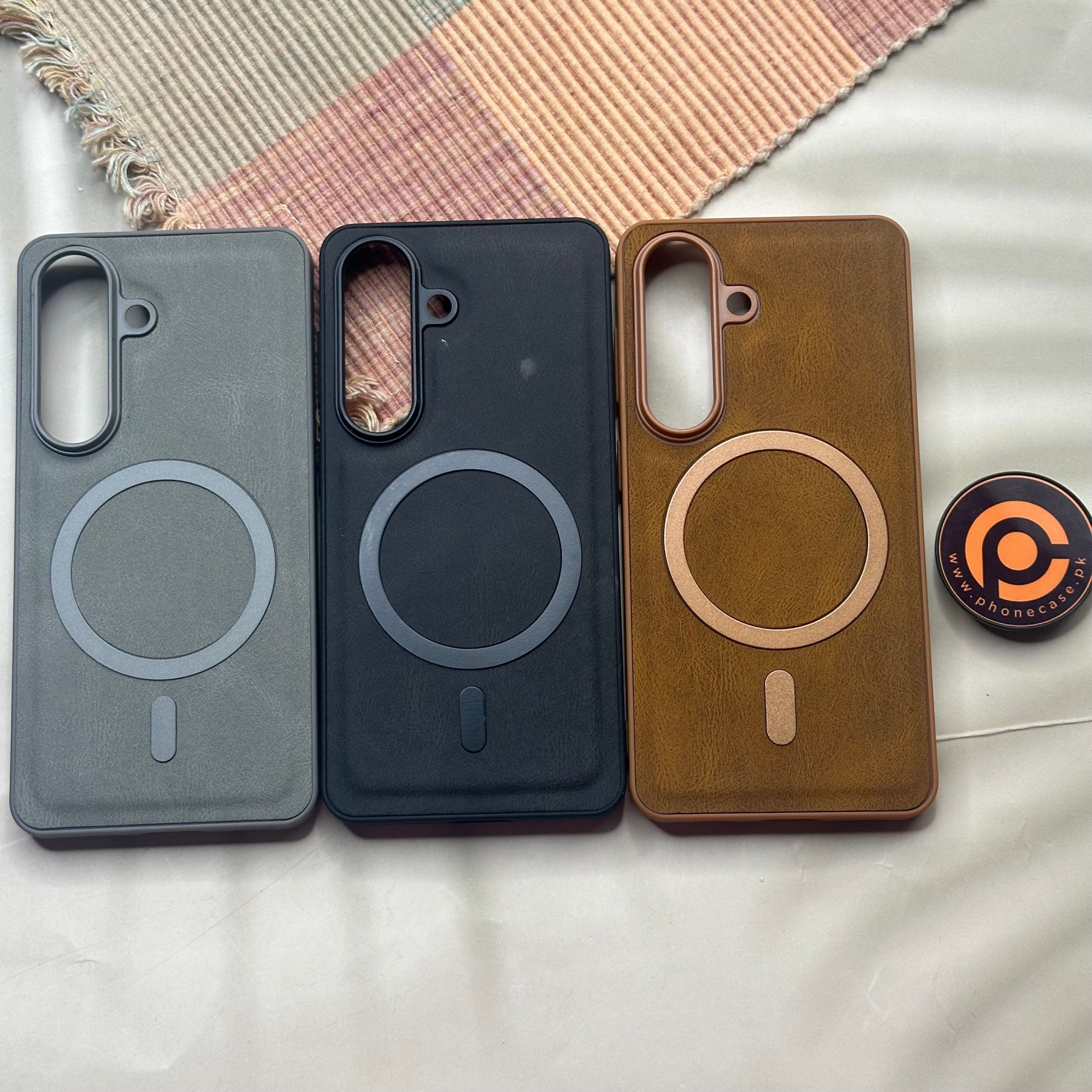 Samsung Galaxy S26 - Elegant Magnetic Grainy Leather Anti-Fingerprint Case