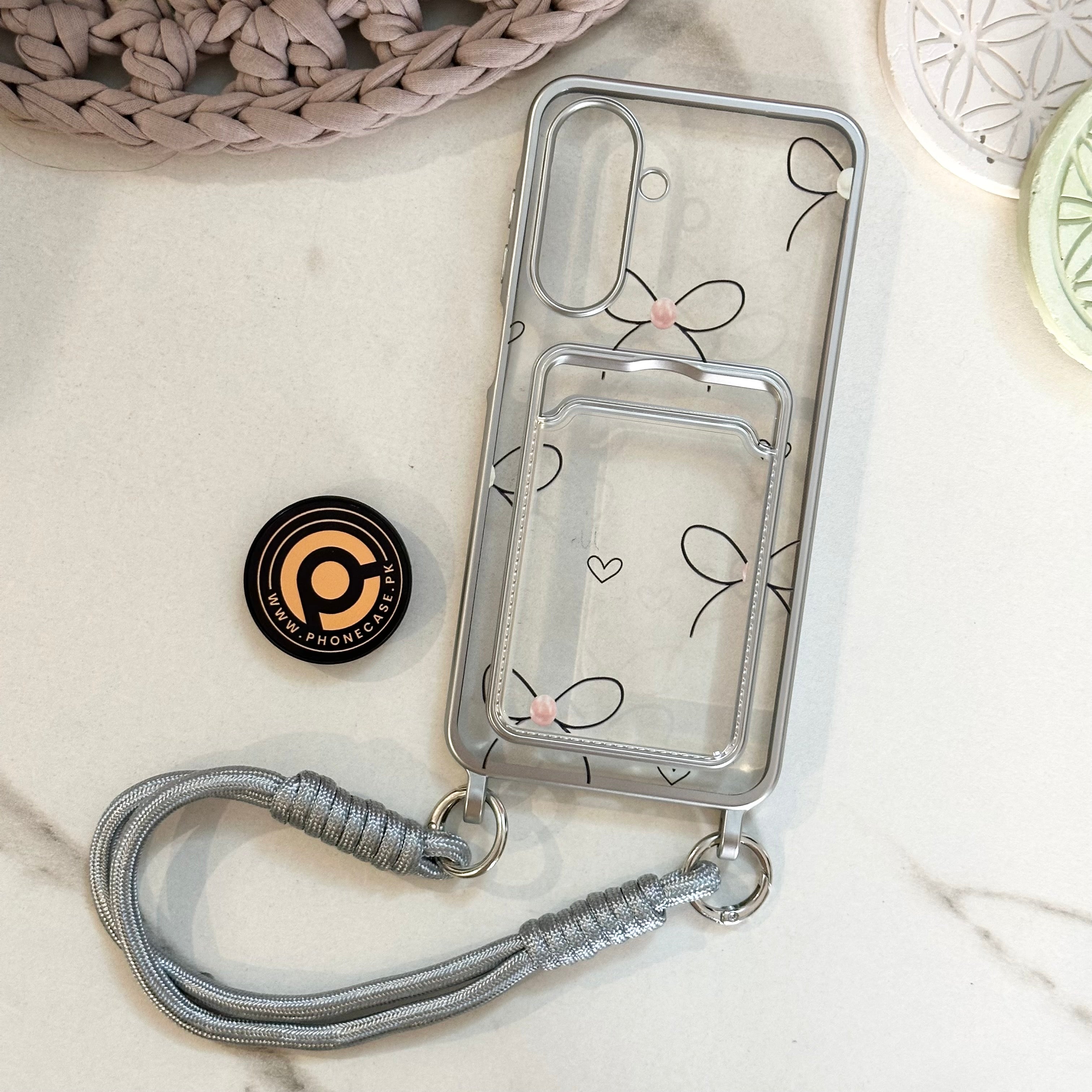 Galaxy S26 - Clear Electroplated Card Slot Case with Wrist Strap
