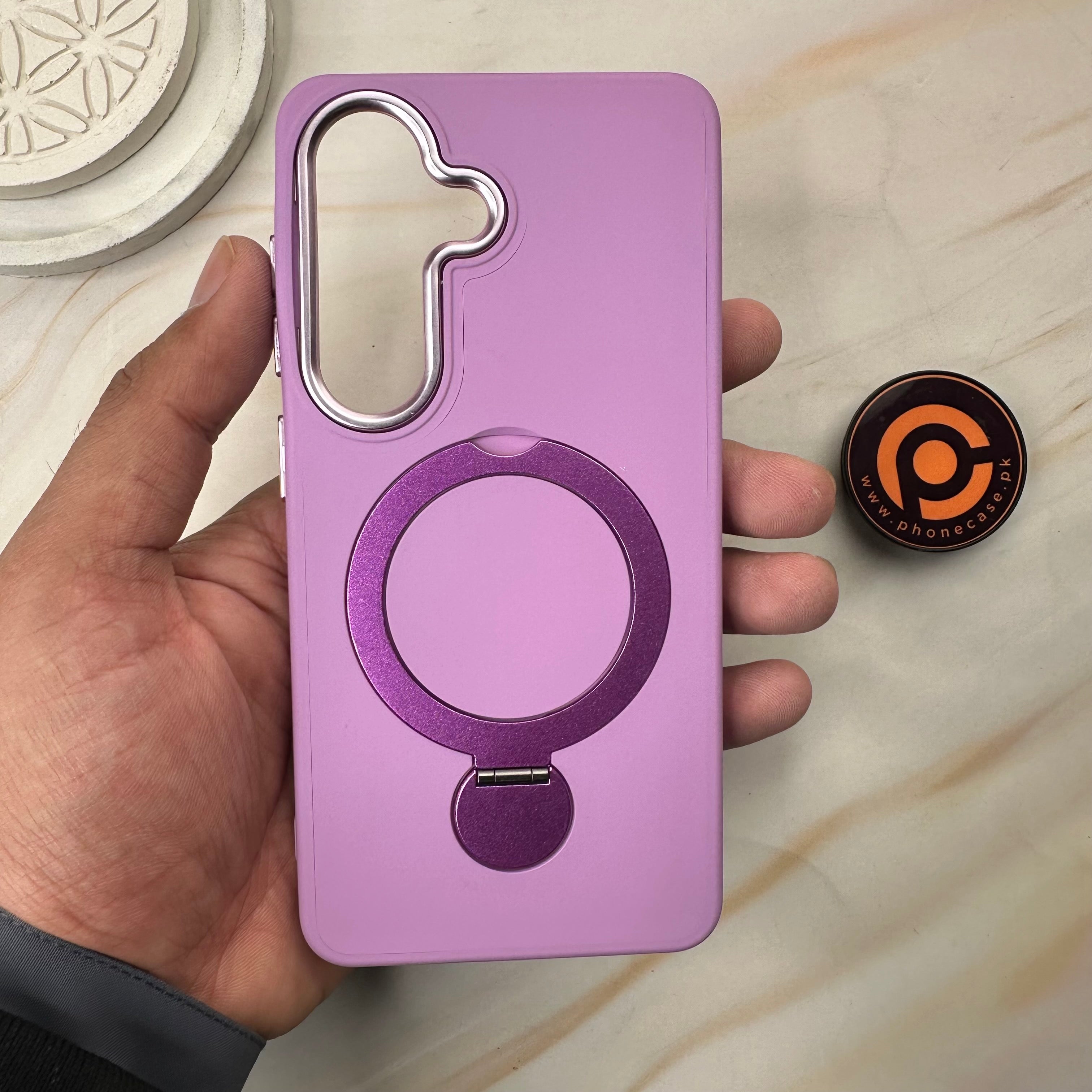 Galaxy S26 - EliteMag Hybrid Silicone Case with 360° Magnetic Rotating Stand