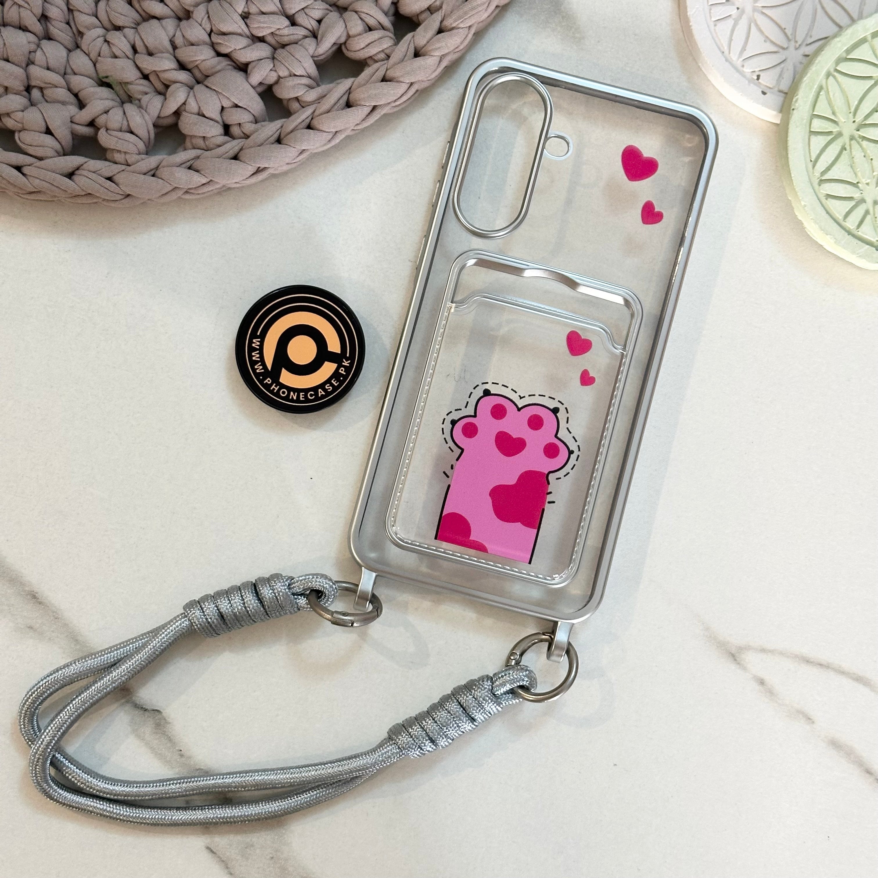 Galaxy S26 - Clear Electroplated Card Slot Case with Wrist Strap