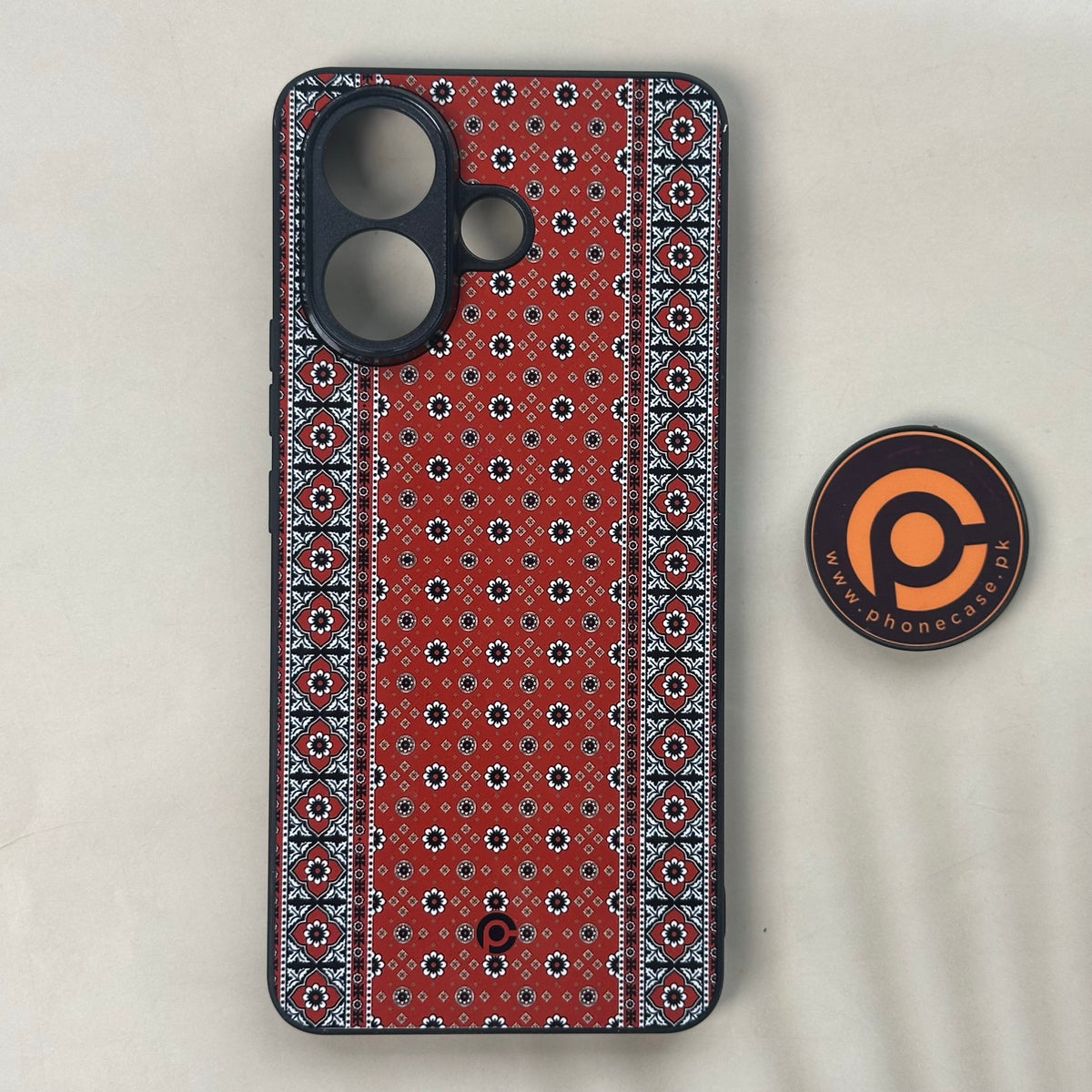 Vivo V60 Lite  -Ajrak Design 12 - Premium Metal Printed Soft Bumper Shock Proof Case  CS-49032