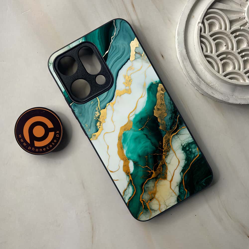 Oppo Reno 14 5G - Liquid Marble 2.0 Series - Premium Metal Printed soft Bumper shock Proof Case