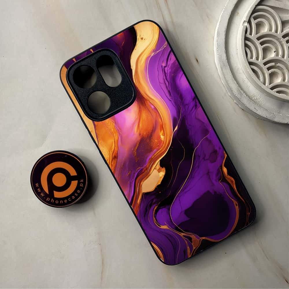 Oppo Reno 14F 5G - Liquid Marble 2.0 Series - Premium Metal Printed Soft Bumper Shockproof Case