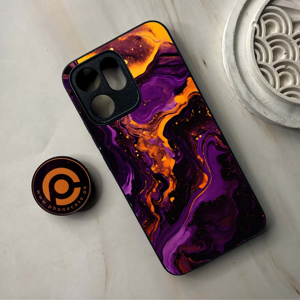 Oppo Reno 14F 5G - Liquid Marble 2.0 Series - Premium Metal Printed Soft Bumper Shockproof Case