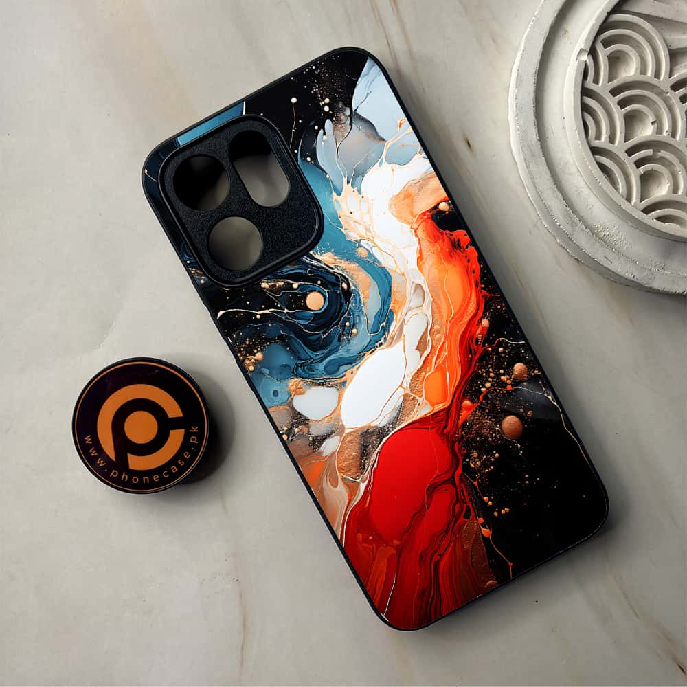 Oppo Reno 14F 5G - Liquid Marble 2.0 Series - Premium Metal Printed Soft Bumper Shockproof Case