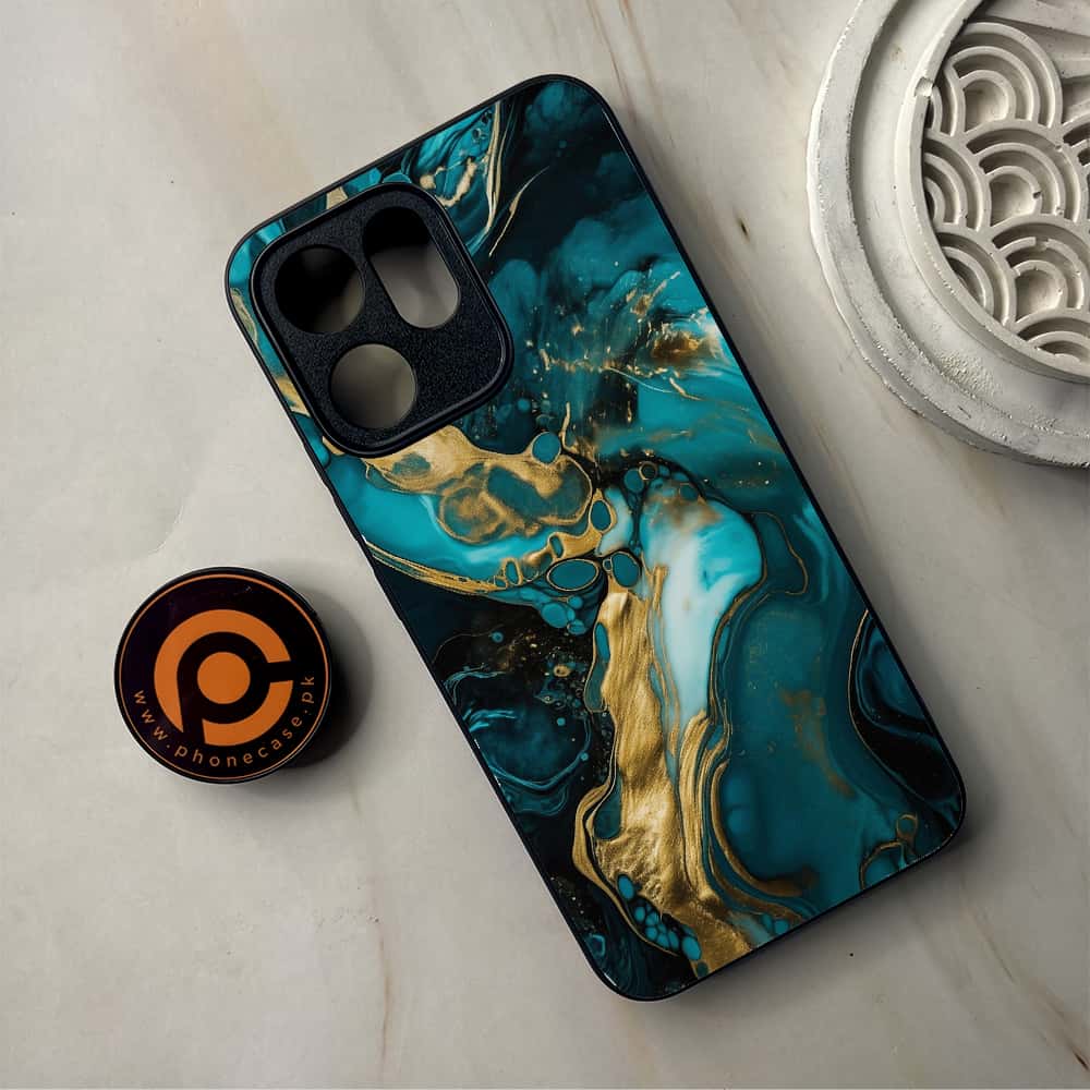 Oppo Reno 14F 5G - Liquid Marble Series - Premium Metal Printed Soft Bumper Shockproof Case