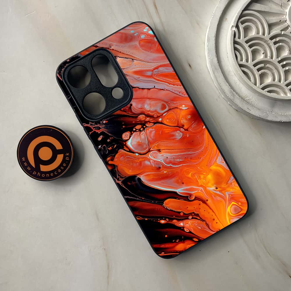 Oppo Reno 14 5G - Liquid Marble Series - Premium Metal Printed soft Bumper shock Proof Case
