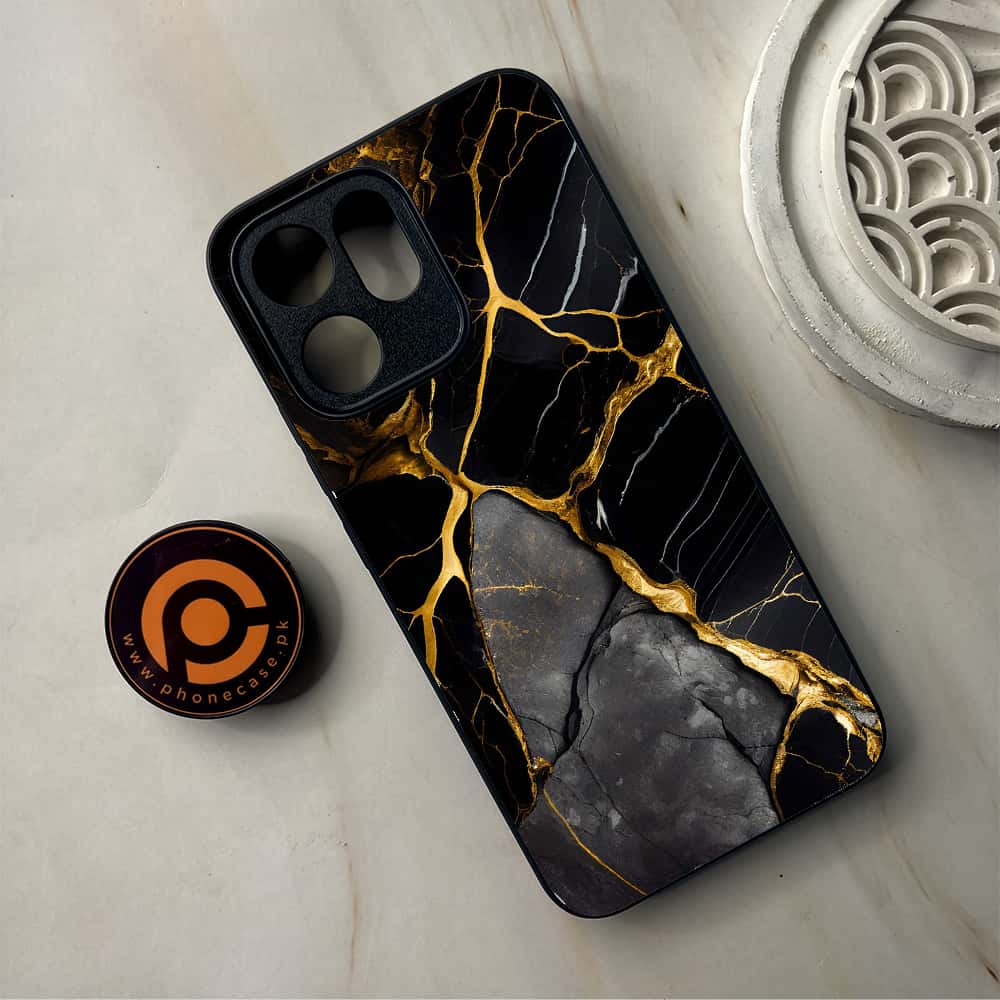 Oppo Reno 14F 5G - Liquid Marble Series - Premium Metal Printed Soft Bumper Shockproof Case