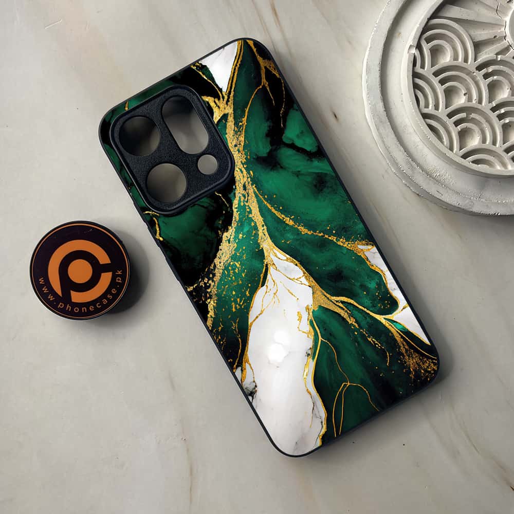 Oppo Reno 14 5G - Liquid Marble Series - Premium Metal Printed soft Bumper shock Proof Case