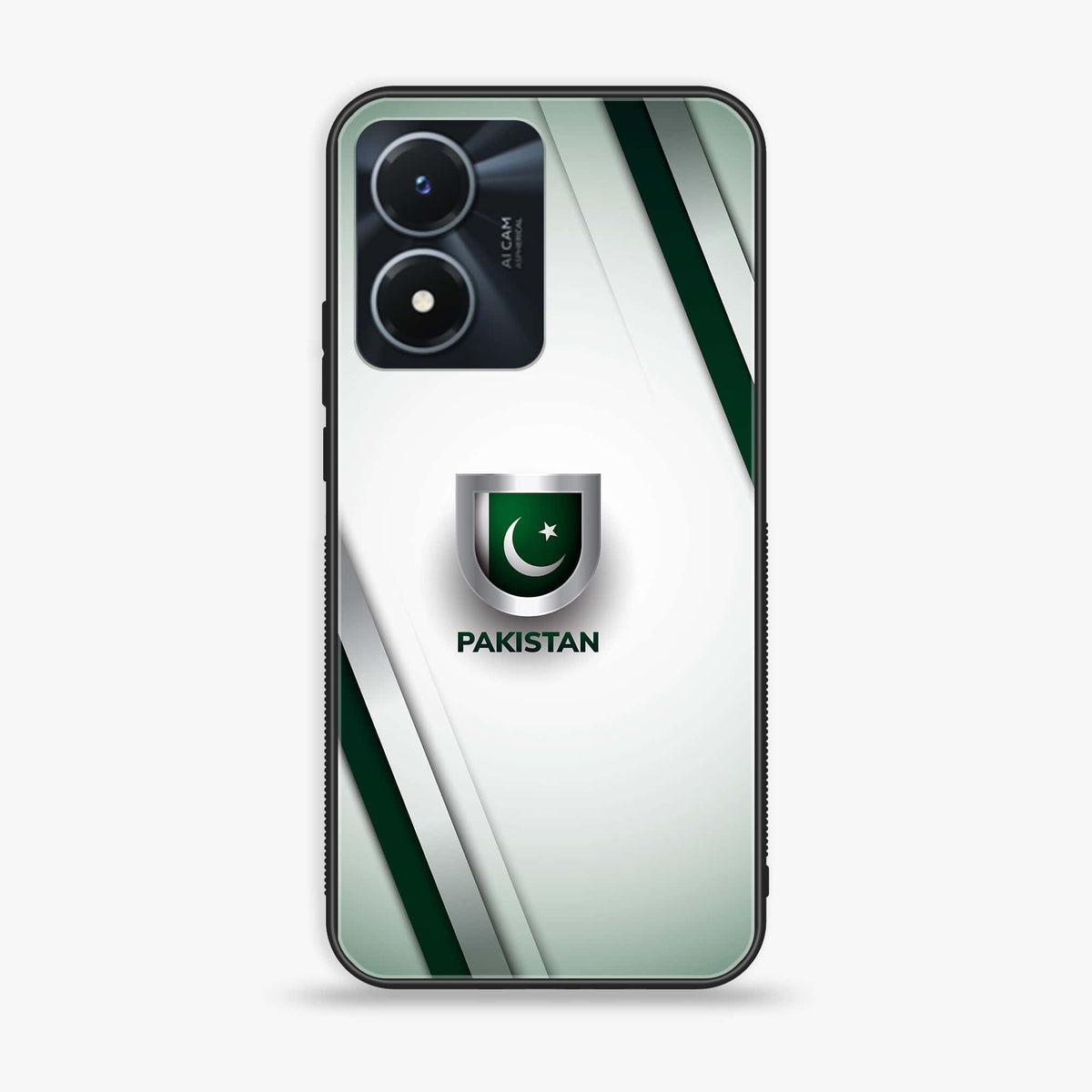 Vivo Y02s - Pakistani Flag Series - Premium Printed Glass soft Bumper shock Proof Case
