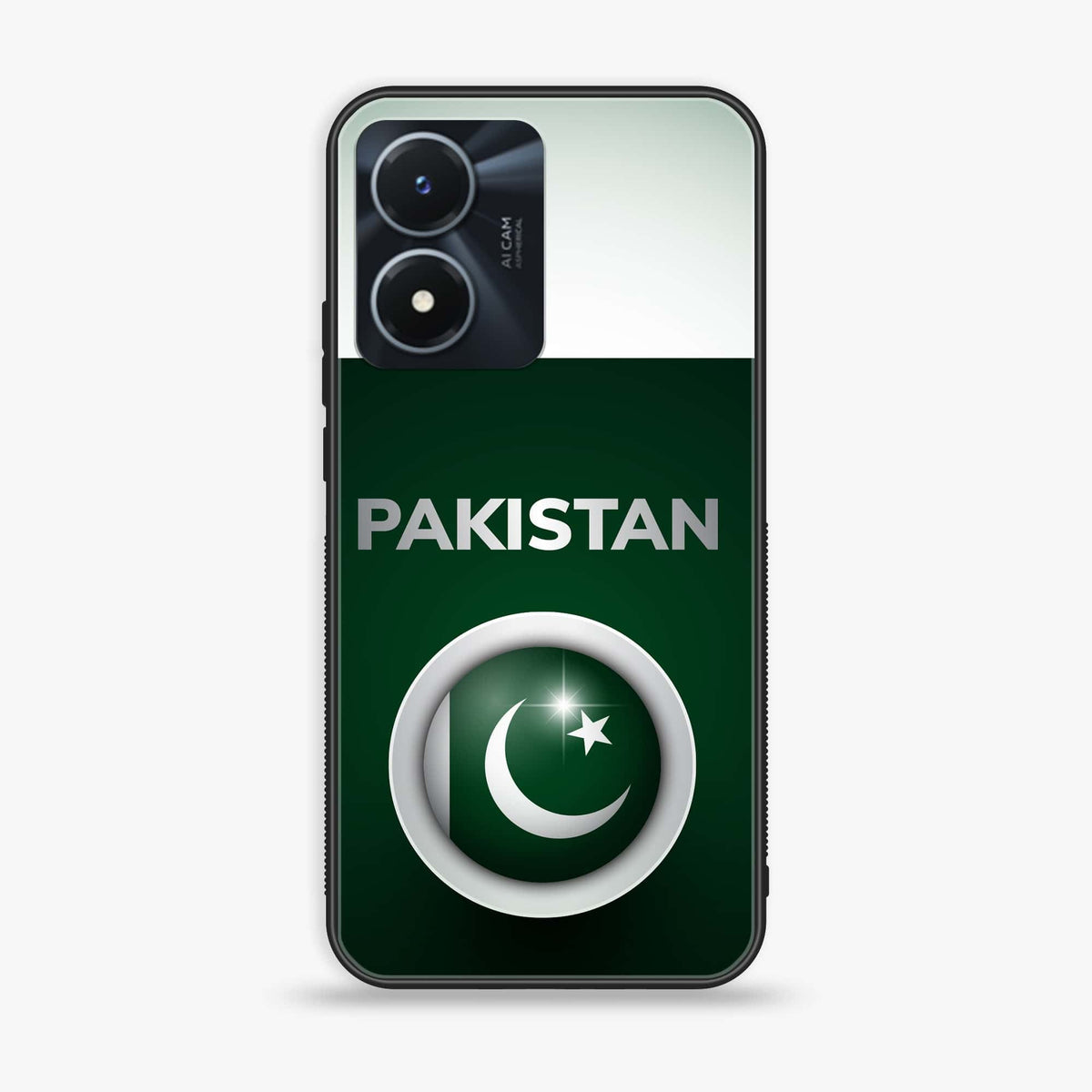 Vivo Y02s - Pakistani Flag Series - Premium Printed Glass soft Bumper shock Proof Case