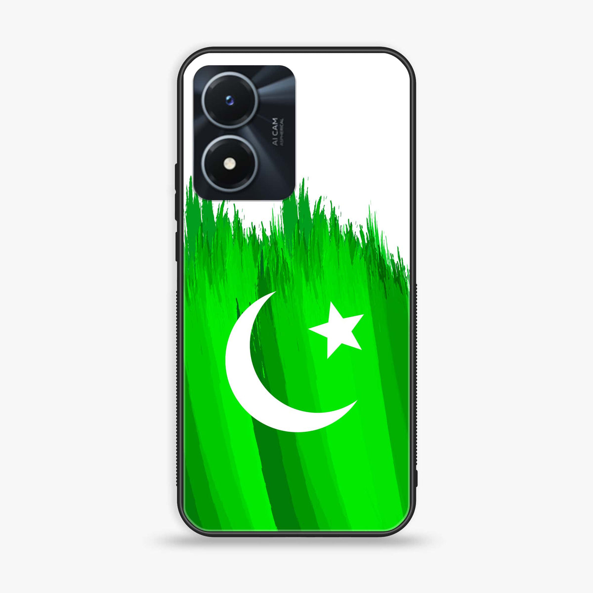 Vivo Y02s - Pakistani Flag Series - Premium Printed Glass soft Bumper shock Proof Case
