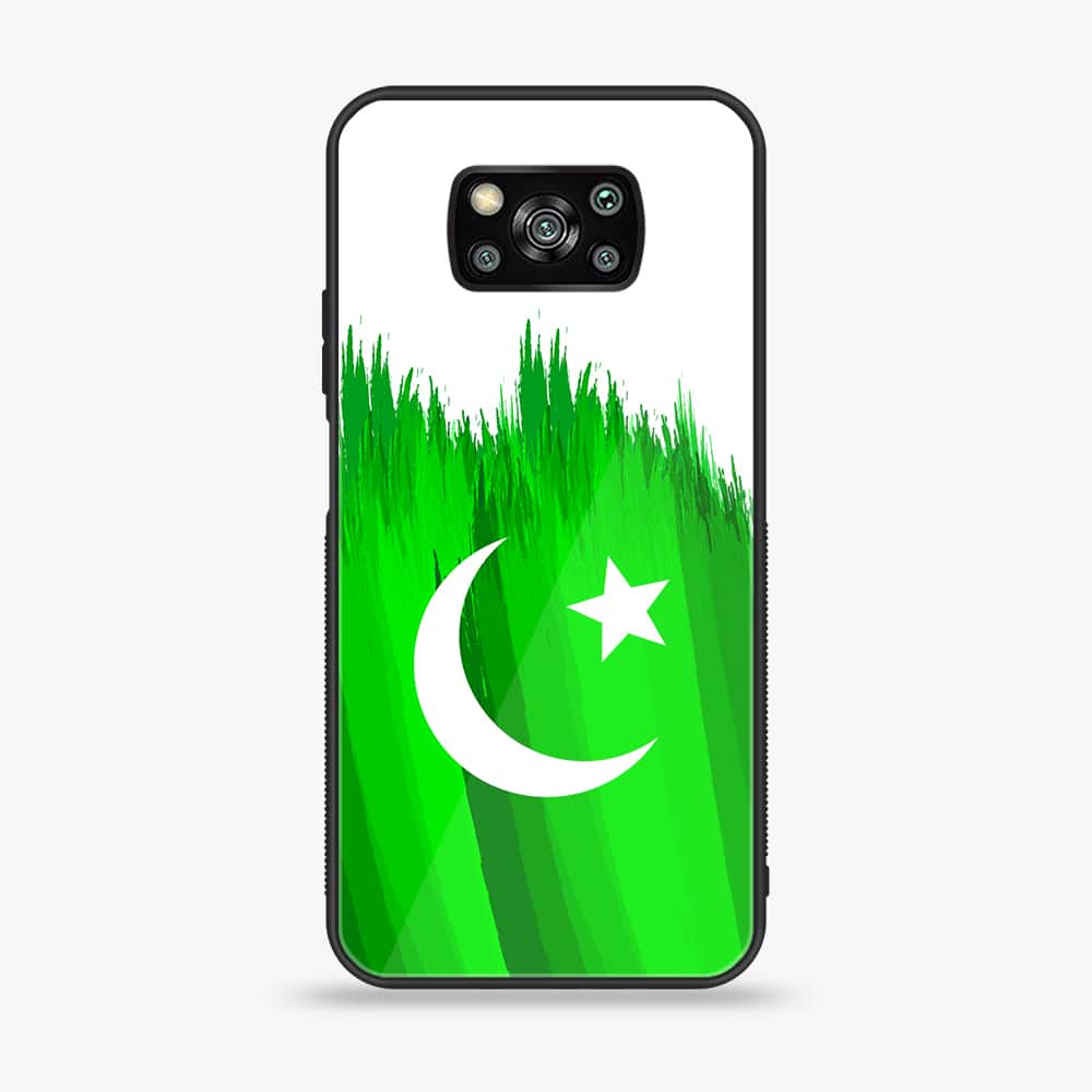Xiaomi Poco X3 - Pakistani Flag Series - Premium Printed Glass soft Bumper shock Proof Case