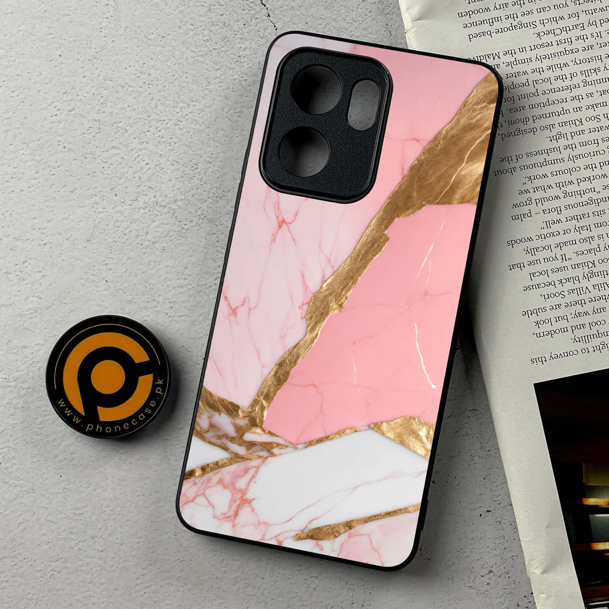 Oppo Reno 14F 5G - Pink Marble 2.0 Series - Premium Metal Printed Soft Bumper Shockproof Case
