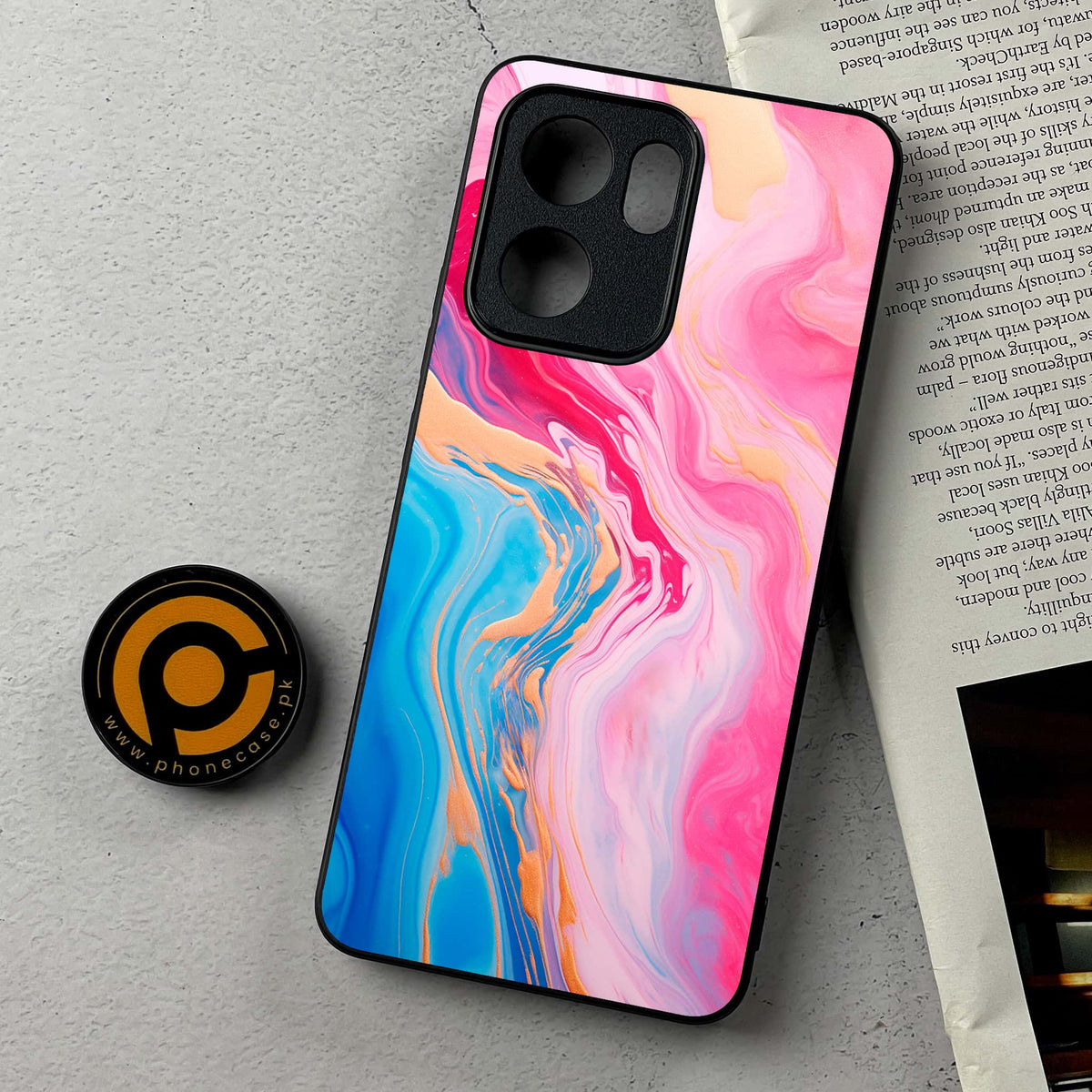 Oppo Reno 14F 5G - Pink Marble 2.0 Series - Premium Metal Printed Soft Bumper Shockproof Case