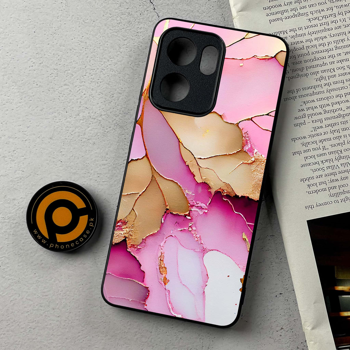 Oppo Reno 14F 5G - Pink Marble 2.0 Series - Premium Metal Printed Soft Bumper Shockproof Case