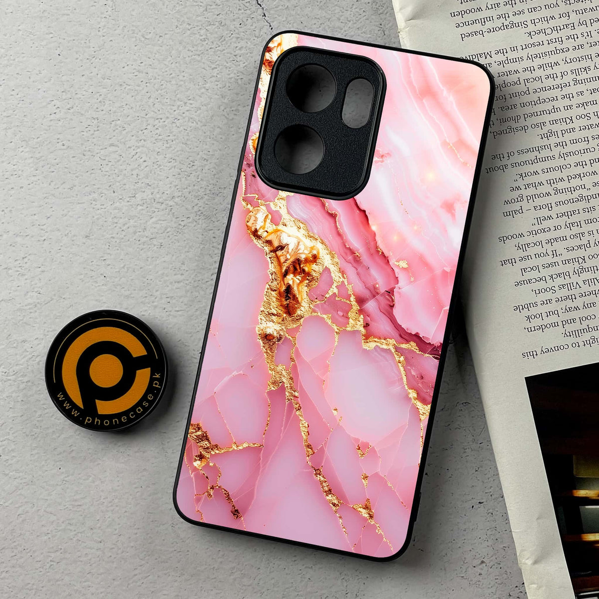 Oppo Reno 14F 5G - Pink Marble 2.0 Series - Premium Metal Printed Soft Bumper Shockproof Case